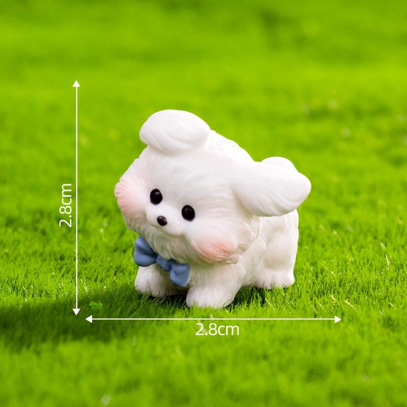Micro-landscape Cute Running Little White Dog Decorative Accessories Mini Car Desktop Ornaments