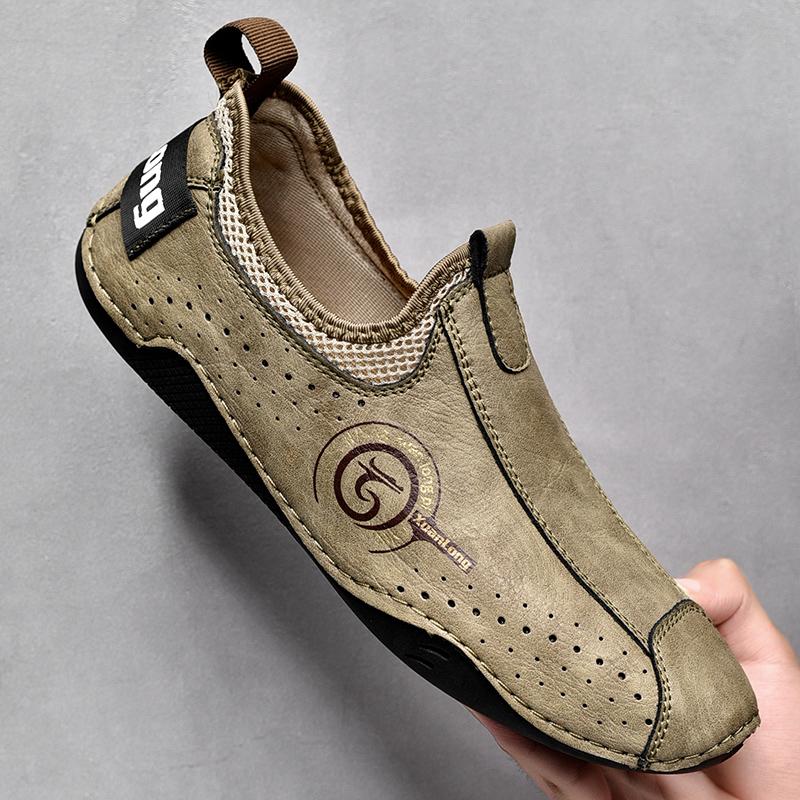 Fashion New Arrival Mens Summer Loafers Casual Leather Man Slip-on Flats Versatile Male Treking Footwear Non-Slip Hiking Shoes Moccasins