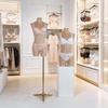 Flocked Fabric Half-Body Asian Mannequin for Underwear Display