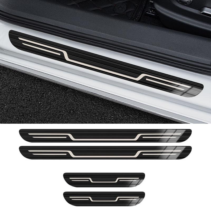 Stainless Steel Car Door Threshold Protection Stick Bumper Moldings Chrome Trim Auto Protector Accessories Styling Black
