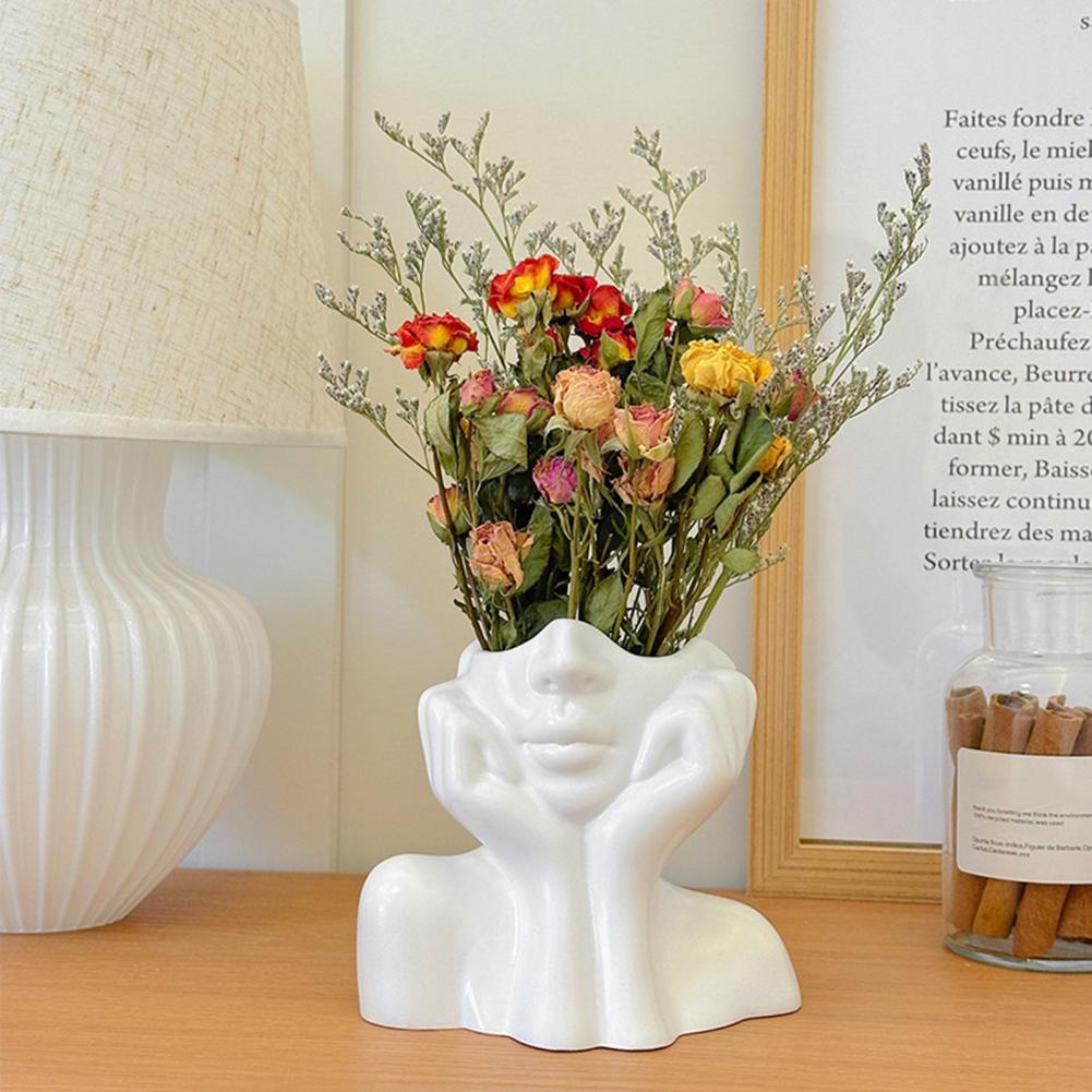 Colorful Plant Pot Abstract Face Flower Pot Hand-painted Abstract Face Shape Flower Pot Colorful Decorative Vase