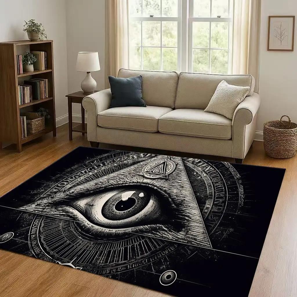 HD Freemasonry All Seeing Eye Symbol Evil Eye Living Room Non-Slip Area Rug Carpet for Bedroom Playroom Sofa,Home Decor Doormat