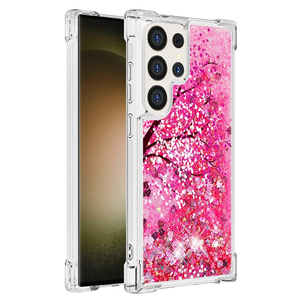 

For Samsung Galaxy S24 Ultra TPU Case with Quicksand and Pattern Printed Cherry Blossom