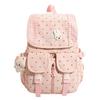 Mochila escolar coreana suave linda lunares cuadros conejo color crema fresco estilo universitario mochila para estudiante de secundaria