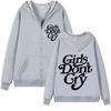 Girls Do Not Cry New Style Unisex and Women Zipper Black-and-white Lettering Printed Casual Unisex and Women Street Zipper Sweater