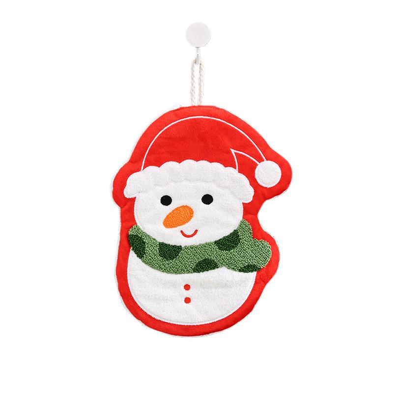 Christmas Hand Towel Creative Snowman Santa Claus Shape Handkerchief Towels Kitchen Bathroom Absorbent Hand Cloth Xmas Decor
