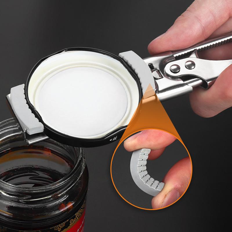 Ouvre-boîte réglable multifonctionnel manuel antidérapant en acier inoxydable ouvre-couvercle de bocal cuisine