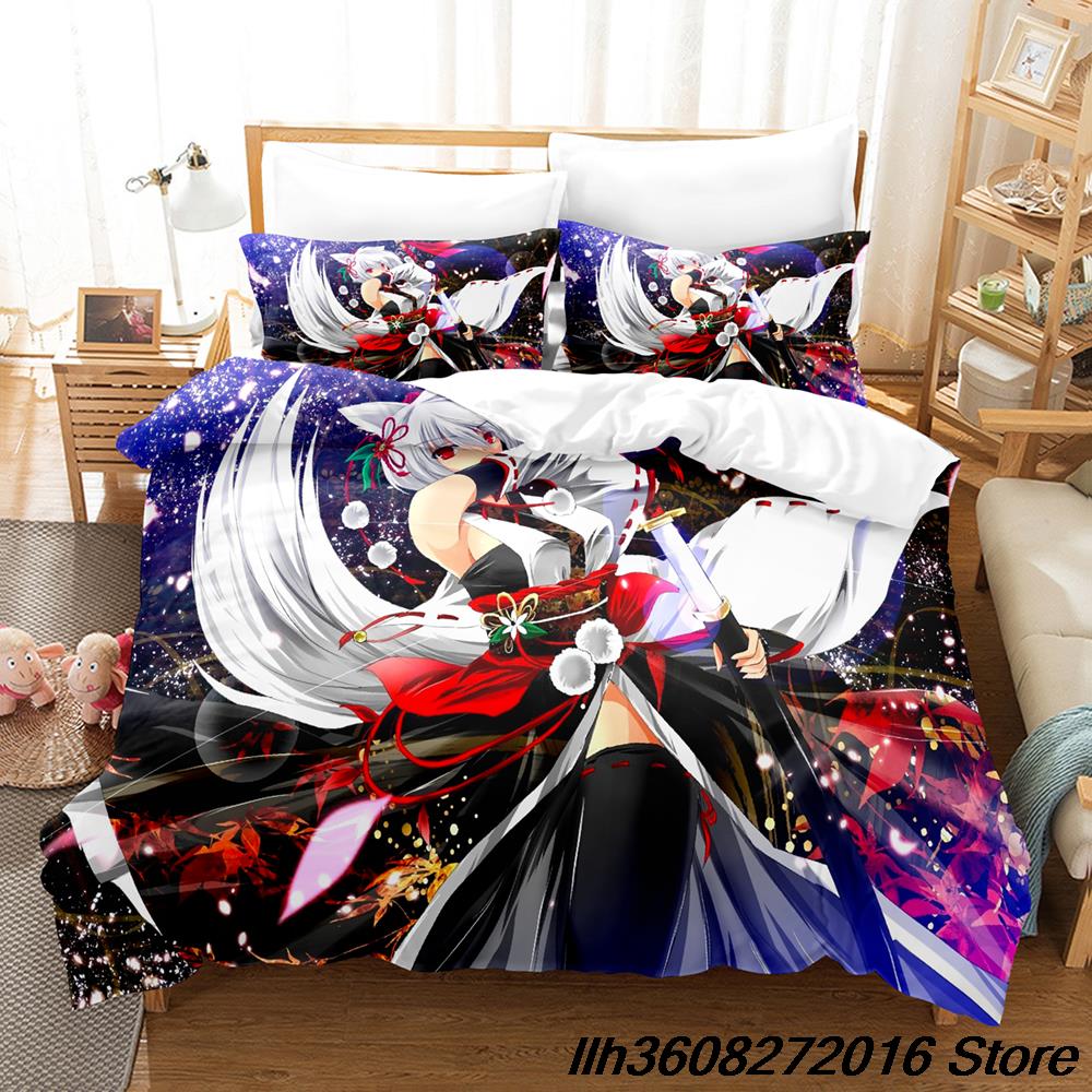 Comforter Kawaii Inubashiri Momiji Touhou Bedding Set Single Twin Full Queen King Size Bed Set Adult Kid Bedroom Three-Piece Suit Ani