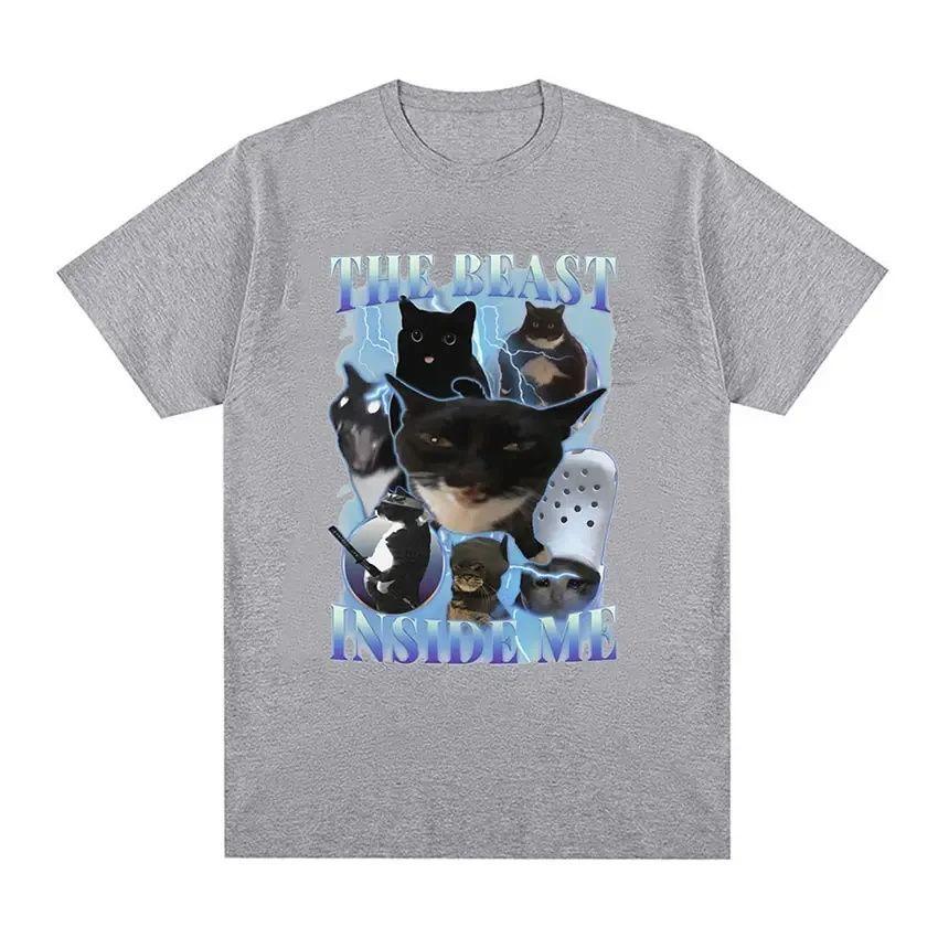 

Men s Funny Cat Pattern Printed Short Sleeve Summer Casual Versatile Street Atmosphere T-shirt Cool Breathable Oversized Top S