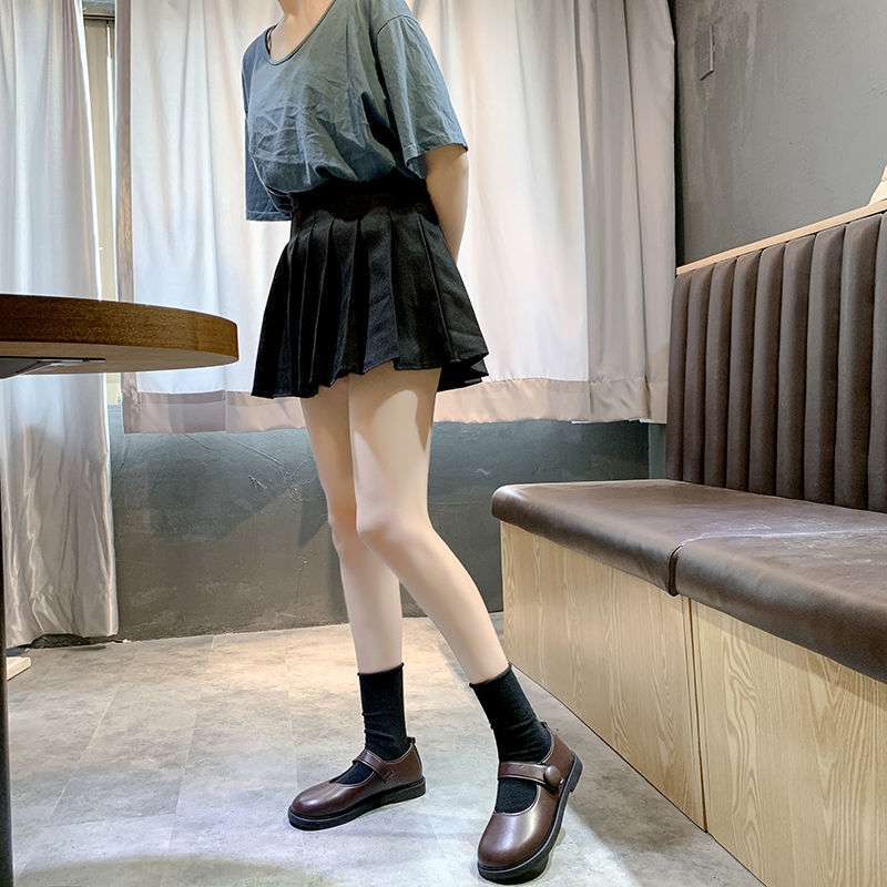 Autumn Soft Girl Big Head Leather Shoes Japanese Round Head Female Student Versatile Doll Shoes Flat Bottom College Style JK Shoes Uniform