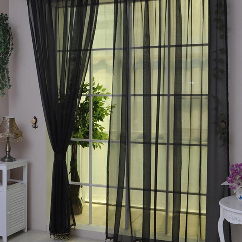 Simple Voile Solid Sheer Tulle Curtains Decoration Window Curtains Living Room The Bedroom Window Screening Panel Cortinas