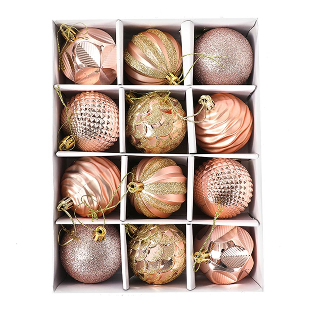 12pcs Christmas Tree Ball Ornaments Farmhouse Xmas Tree Decoration Delicate DIY Craft for Hotel Shopping Mall Cabinet