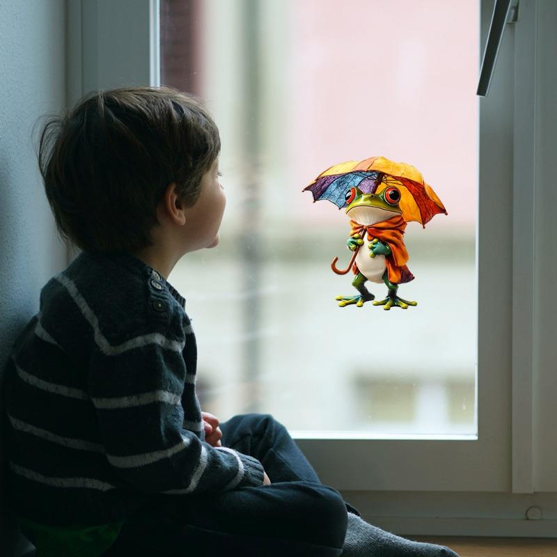 Fun-JD085 Creative Painted Frog Glass Window Beautification and Decoration Electrostatic Uv Window Sticker