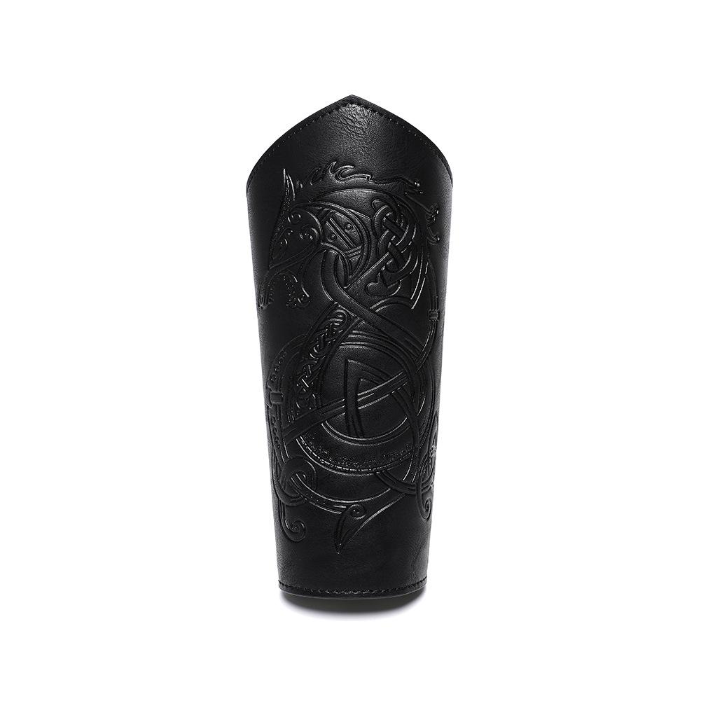 2Pcs Medieval Embossed Vintage Bracers, Knight Faux Leather Arm Guards, Cosplay LARP Stage Costume Accessories Wrist Protectors