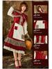 Lolita Nostalgisches Spitzen-Rotkäppchen Cosplay Kleid - Weinrot Halloween Kostüm