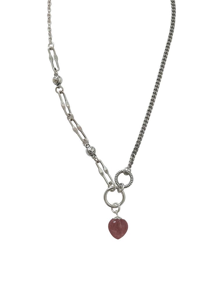 Korean Style s925 Sterling Silver Strawberry Crystal Women's Choker - Simple, Retro Mori for Autumn/Winter Sweaters