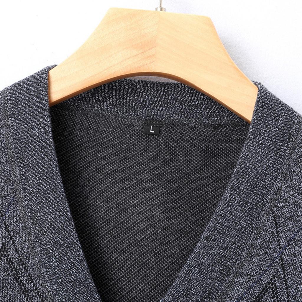 Cardigan ample à col en V boutonnable pour homme, pull tricoté à manches longues, veste