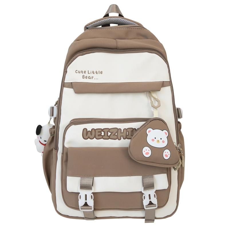 Student Schoolbag Color Block Women's Large Capacity Lightweight Backpack Middle School Student Backpack with Coin Purse