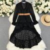 Spot Spring New Women's Long Sleeve Irregular Bohemian Lace Dress
