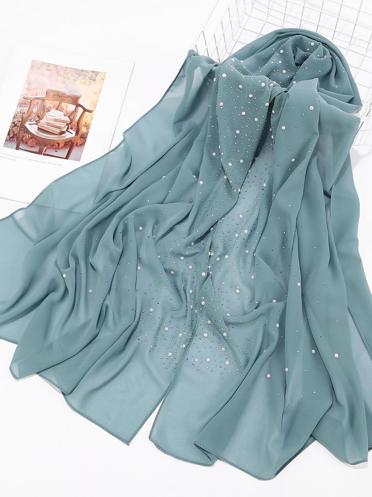 Rhinestone Chiffion Hjab Plain Scarf Tudung Bawal Headscarf Islamic Crystal Hjab Shawls and Wraps Women Muslim Foulard