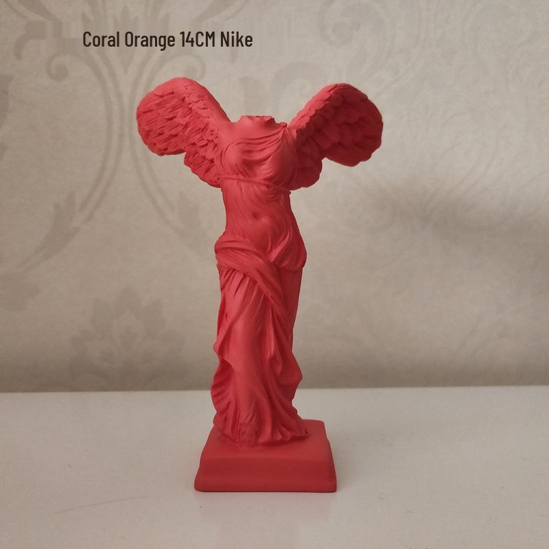 14cm Resin Victory Goddess Figurine: Nordic-Style Full Body Sculpture for Desktop Decoration