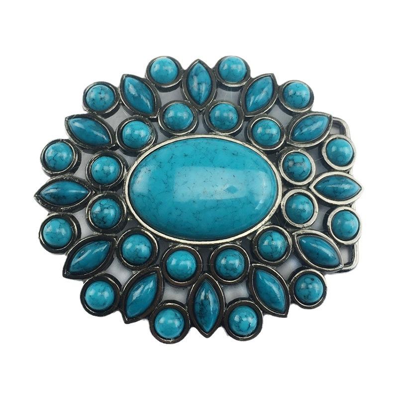 Turquoise Gemstone Bohemian Zinc Alloy Belt Buckle