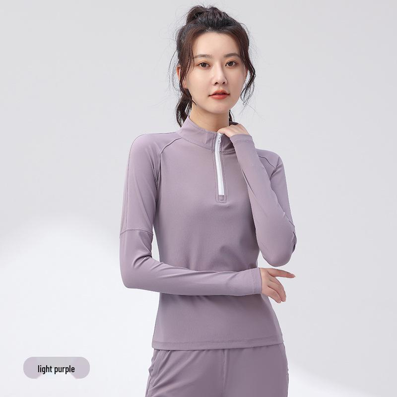 Damska modna kurtka do jogi szybkoschnąca - bluzka z długim rękawem na siłownię i do biegania na jesień/zimę