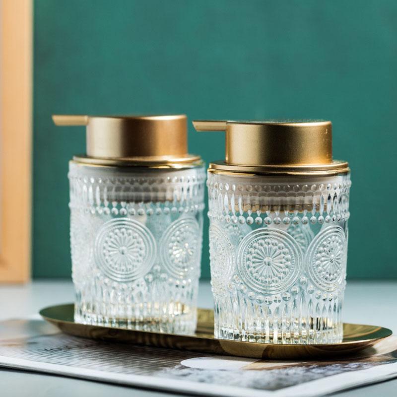 Transparent Glass Bathroom Liquid Soap Dispenser Shampoo Bottle Apartment Hotel Hand Washing Liquid Bottle Soap dispenser dish