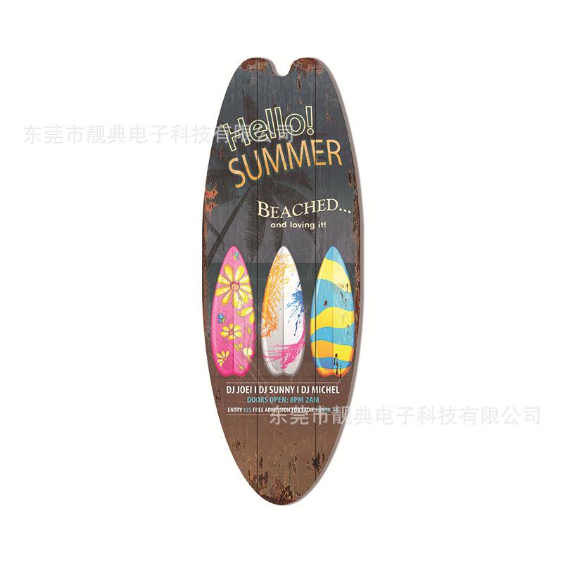 Summer Beach Ocean Themed Casual Decor Surfboard Wooden Bar Home Walls Vintage Decorated Wooden Boards