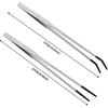 2PCS Stainless Steel Reptile Feeding Tongs with Rubber Tip, 10.6” Straight & Curved Long Tweezers for Aquarium or Craft, Bearded Dragon Tank Snakes
