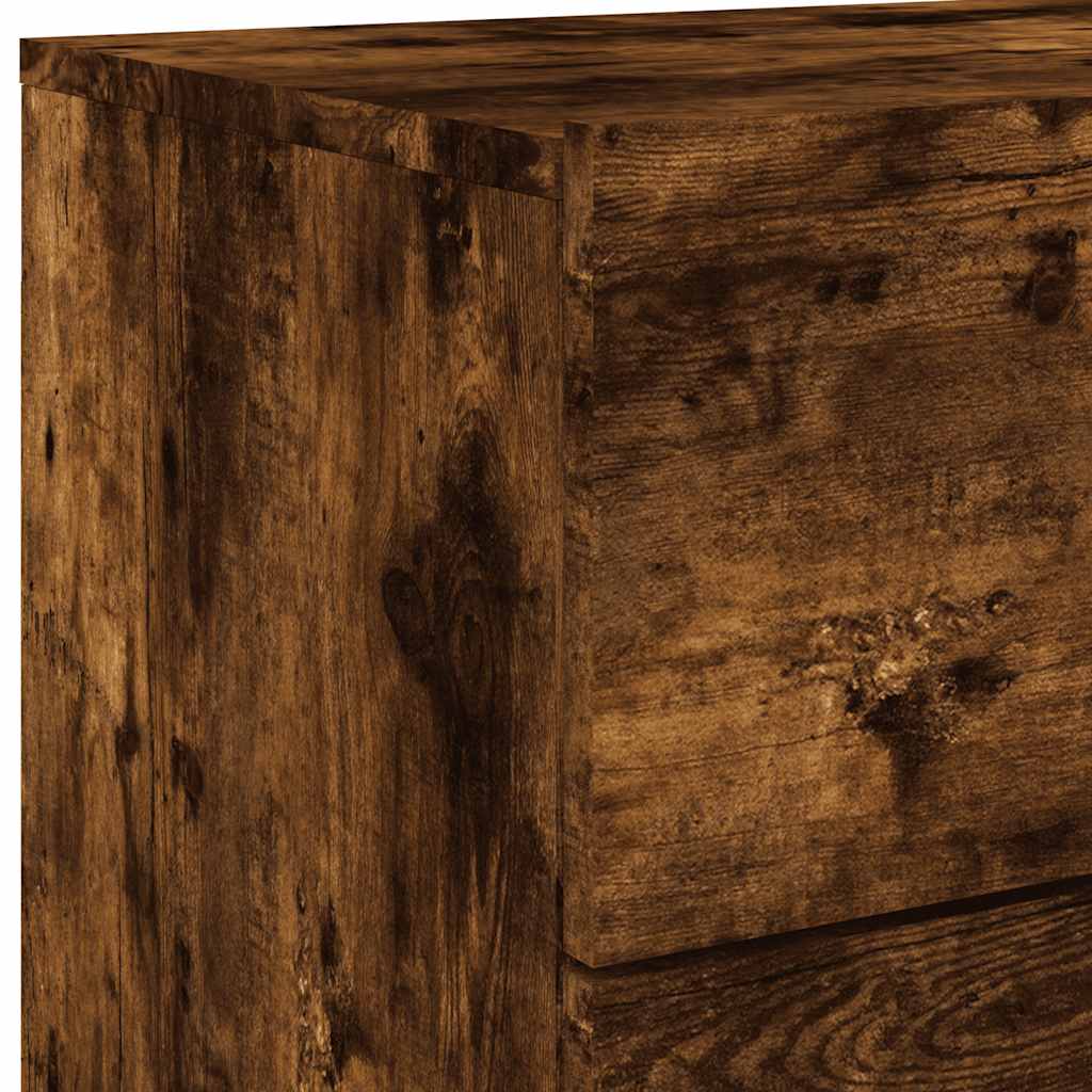 Wall Mounted Nightstand with RGB LED Lights Smoked Oak