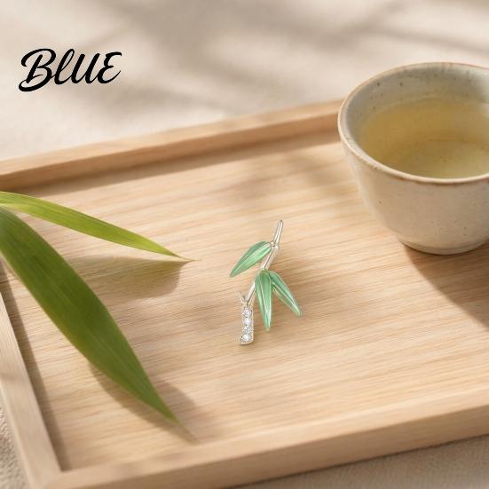 Green Bamboo Brooch Pin for Women Three-Dimensional Shape with Bag