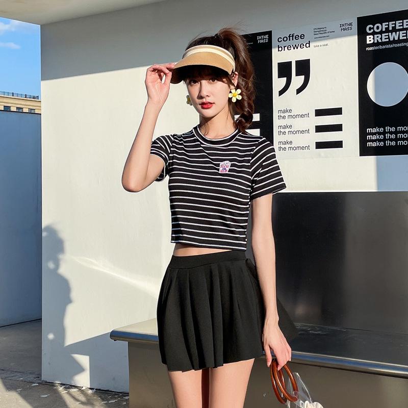 

Корейский купальник-шорты с высокой талией для девочек-подростков: Милый, Стройнящий, Консервативный стиль M (suggested 85-95 jin) чёрный