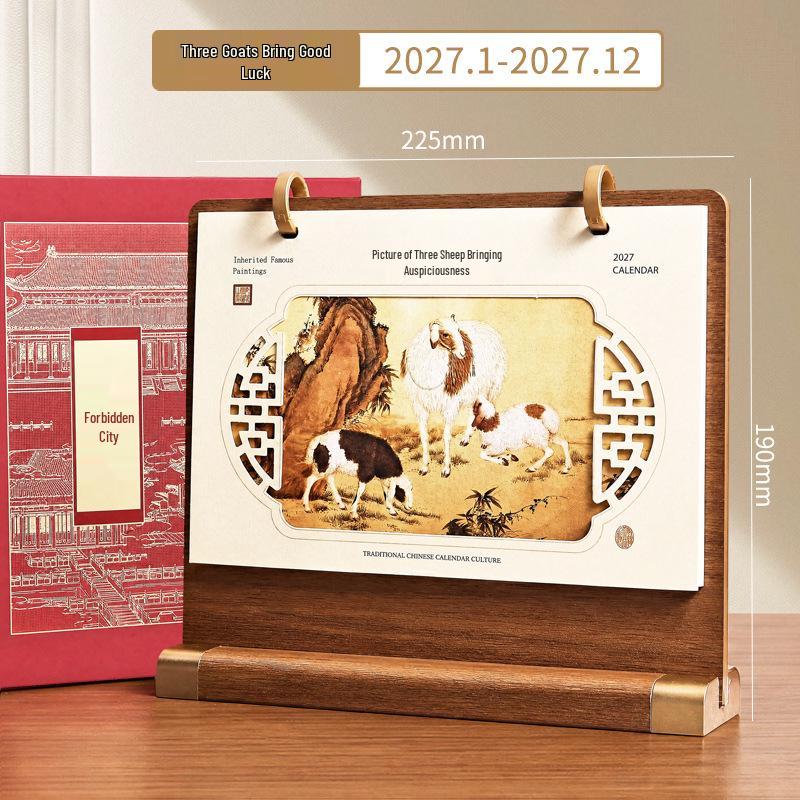Personalisierbarer Tischkalender aus Massivholz 2026 – Schreibtischdekoration