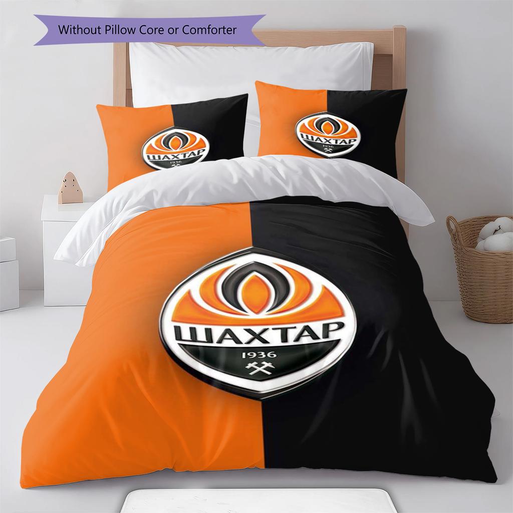 Shakhtar Pattern Bedding Set Quilt Cover Pillowcase Home Decor Gift (1 * duvet cover + 2 * pillowcase, without core)