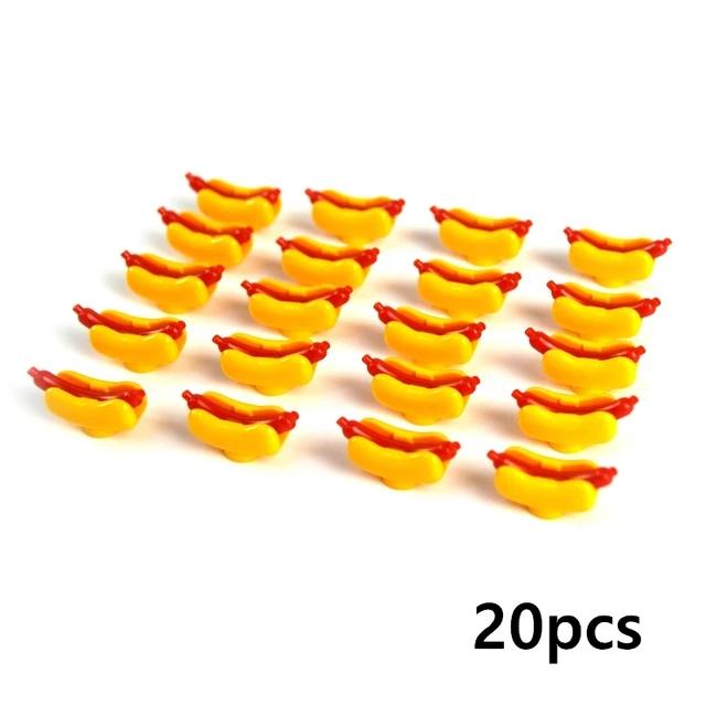 Food Brick Playset City Series Friend Accessory Parts Bread Chips Roast Chicken Pizza Hot Dog Fish Fruit Carrot Basket Classic DIY Block Bricks