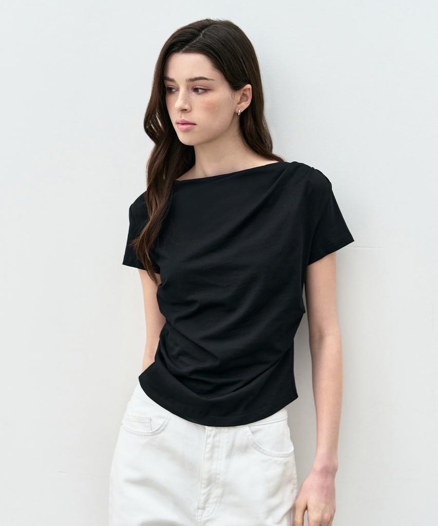 BASIKA Drape Short Sleeve T-Shirt (Black)