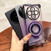 Honor X11 mobile phone case electroplated four-corner anti-drop soft case Honor X11 glitter magnetic suction bracket protective case