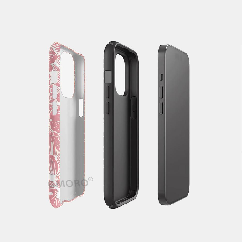 New Peony Flower with Magnetic Mobile Phone Case Women's Summer Pink Mobile Phone Case Apple 15/16 Mobile Phone Case