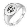 Stainless Steel 26 English Alphabet Printed Font Ring, Silver Color, Fashionable and Simple Titanium Steel Women's Ring