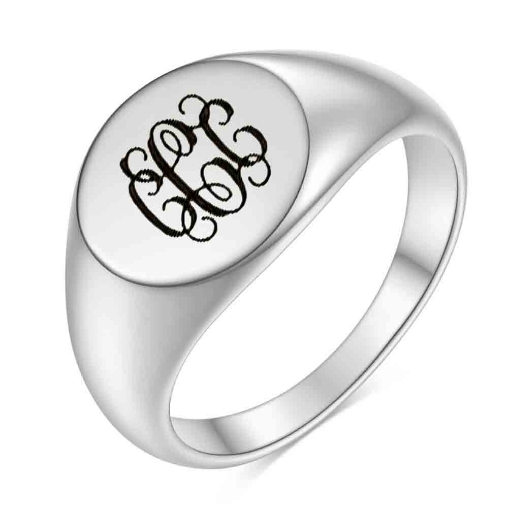 Stainless Steel 26 English Alphabet Printed Font Ring, Silver Color, Fashionable and Simple Titanium Steel Women's Ring