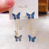 New face-showing thin super fairy fringed butterfly earrings for women, exaggerated fashion long earrings in Europe and America
