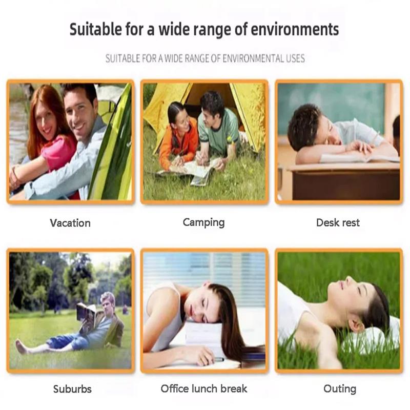 Ultralight Inflatable Pillow Flocking Neck Ergonomic PVC for Office Nap Outdoor Camping Travel Backpacking