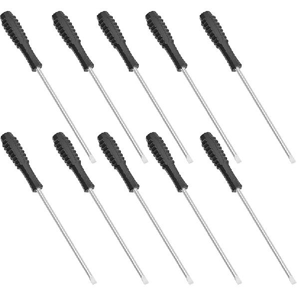 10PCS Mini Slotted Screwdriver, 3mm Flat Head for Watch Eyeglasses Electronics Toy Repair, Non-magnetic, 1.77"(45mm) Total Length (Blue Handle)