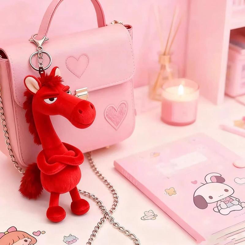 &Hot Black Horse Keychain Plush Plaything Backpack Pendant Decoration Year Of The Horse Plush Plaything Latest Year'S Gifts For Young Boys And Girls