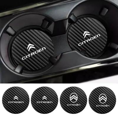2Pcs Leather Coaster Anti-noise Water Cup Pad For C5X C3 C4 Aircross Picasso Cactus Celysee e-C3 e-C4 C6 C1 C2 Berlingo