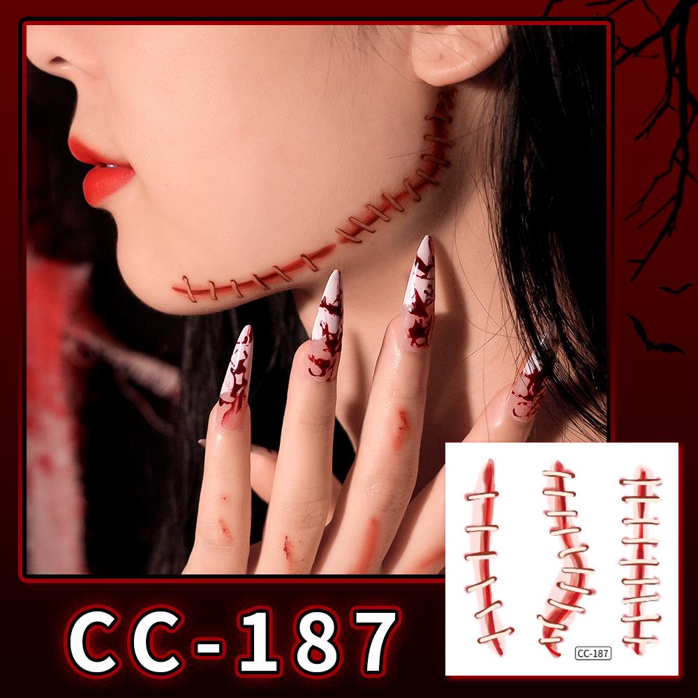 Nuovi Tatuaggi Impermeabili di Halloween Horror Cicatrice Faccia - Adesivi Trucco Opachi per Feste Festival