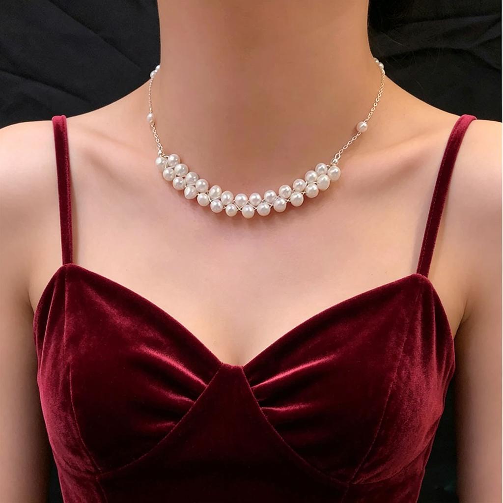 Handwoven Natural Freshwater Pearl Necklace Women's Summer S911 Sterling Silver Accessories Light Luxury Premium Versatile Necklace