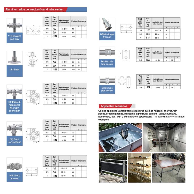 Aluminum Alloy Connector Elbow Tee Base Flat Three-Dimensional Fitting Connection Fastener 20/25Mm Steel Tube Shelf Parts