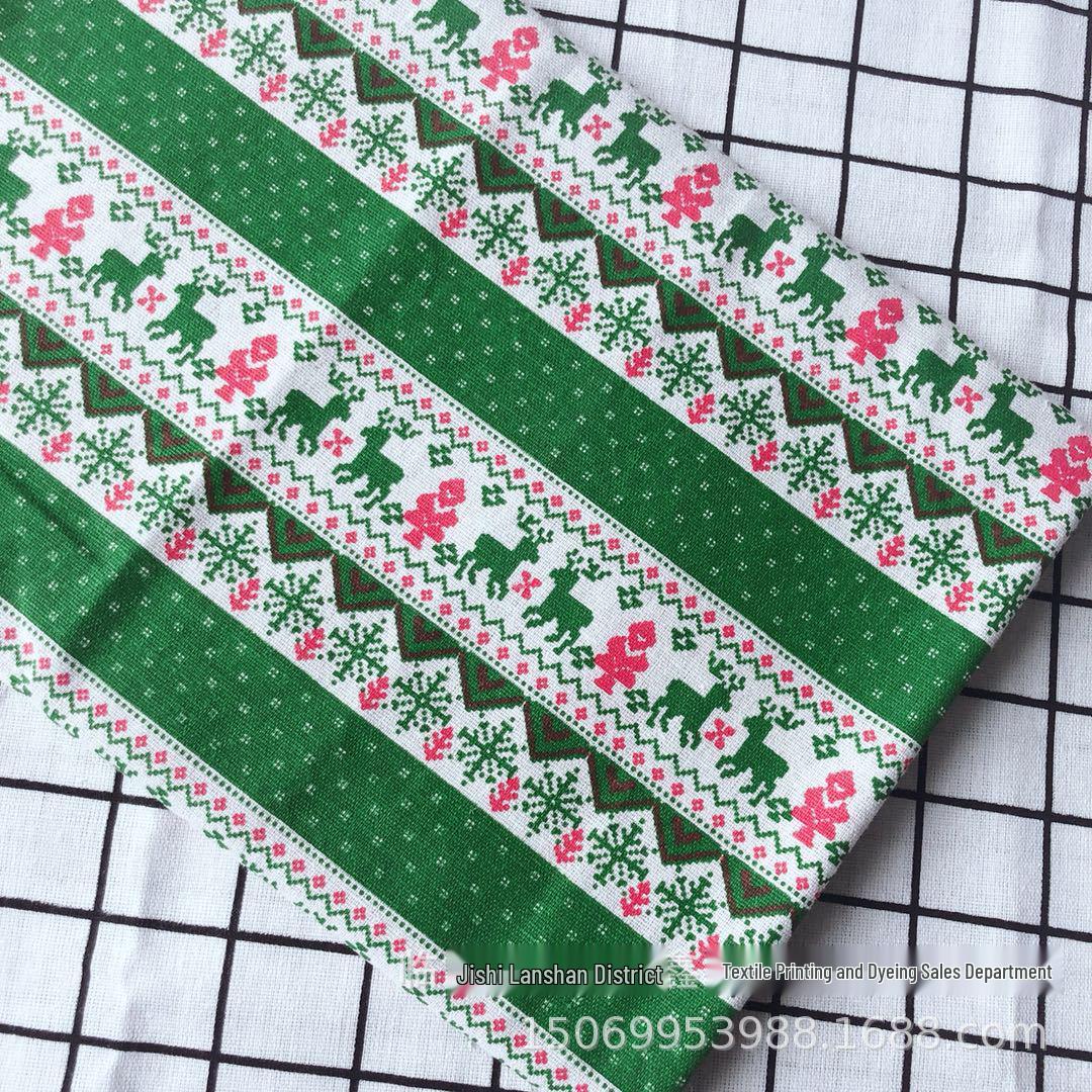 Burlap Cotton Linen Tablecloth with Snowflake & Deer Print